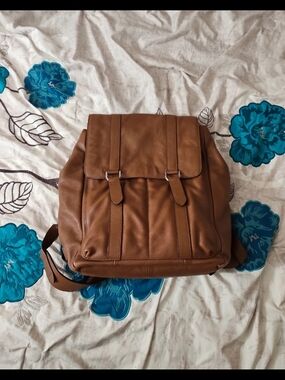 Cole Haan Genuine Leather Brown Backpack